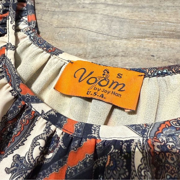 Voom by Joy Han Southwestern Paisley Printed Bohemian Sun Dress Ruffled Sleeves - Picture 5 of 14
